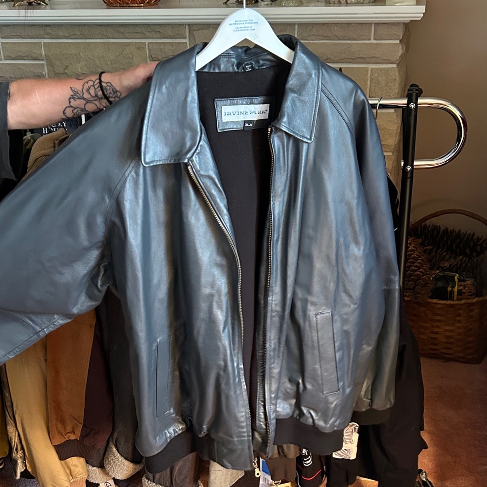 Irvine Park Gray Leather Jacket